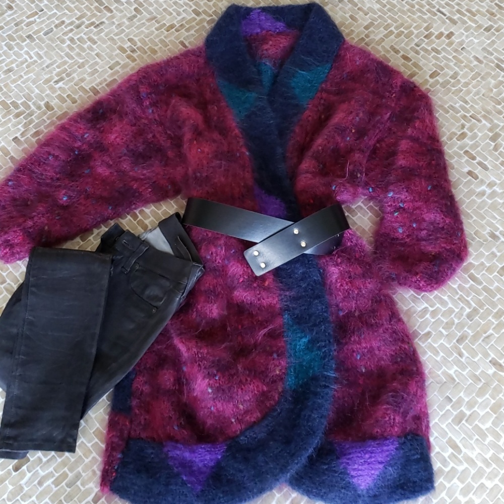 💥HP💥VTG NWOT hand-knit Mohair coat, S/M red